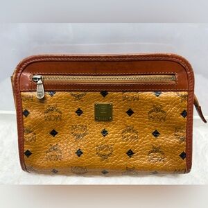MCM Clutch Cognac Leather